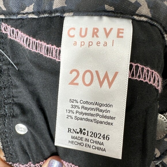 Curve Appeal Womens Jeans Midrise Skinny Abstract Leopard Print Size 20W NWT $68 - Picture 9 of 15